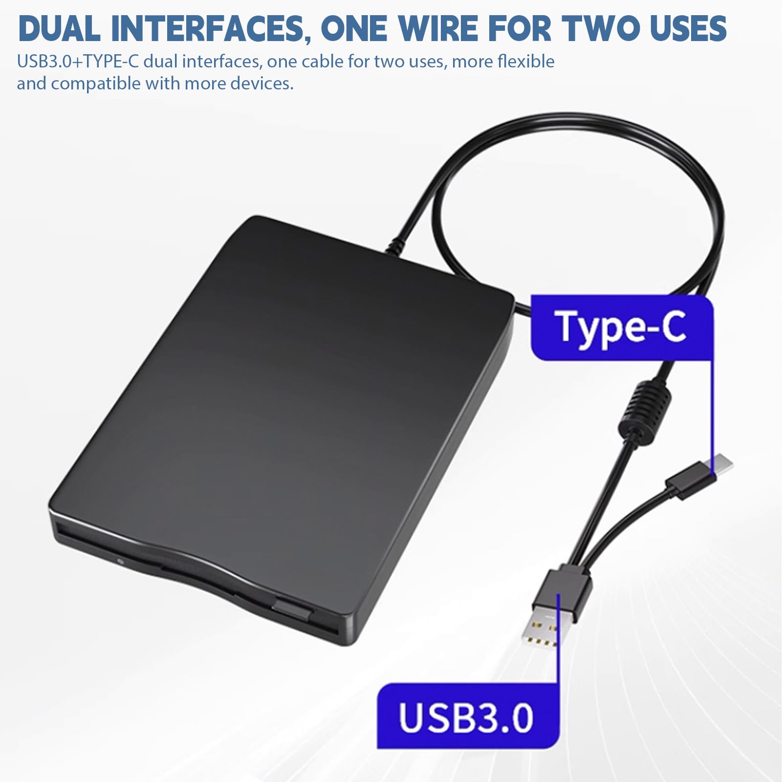 Unidad de disquete externa USB FDD 1,44 MB/2 HD 3,5 pulgadas, USB C, delgada, portátil, plug and play para portátiles con Windows 11/10/7/8/XP (negro)