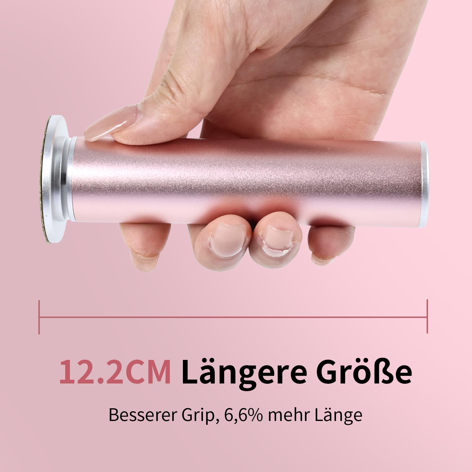 AprElm-12.2CM Längerer Elektrischer Hornhautentferner für Füße mit 120 Schleifpapier, aus Aluminium, stufenlose Drehzahlregelung – Professionelles Pediküre Gerät für