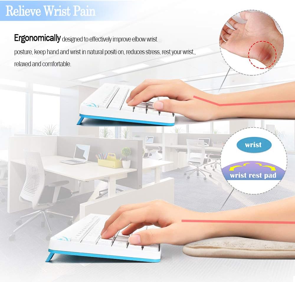 2 Pack Portable Computer Elbow Wrist Pad, Hatisan Premium Memory Cotton Desktop Keyboard Arm Rest Support Mat for Office Home Laptops - More Comfort & Less Strain(7.9 x 11.8 Inch) (Camel)