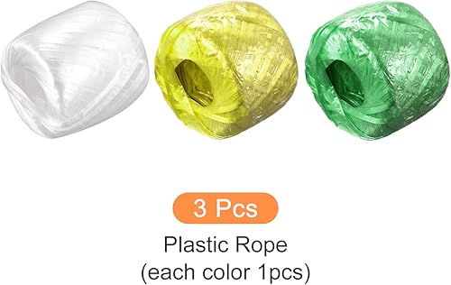 Miniatura 5 de Rebower Cuerda de nailon de poliéster para embalaje empaquetado en el hogar - 328.1ft328 pies  3 rollos de plástico, blanco, amarillo, verde