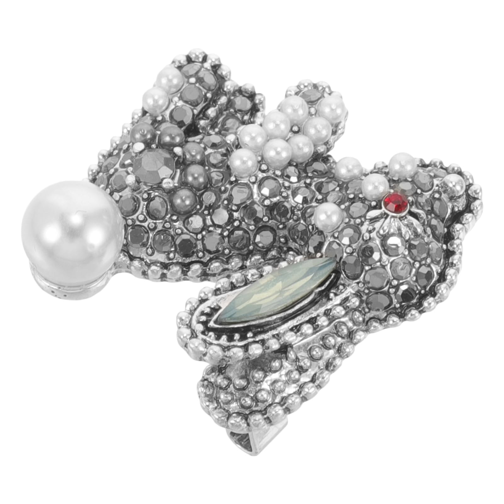 Broche de luxe en strass géométriques et finitions argentées - 7
