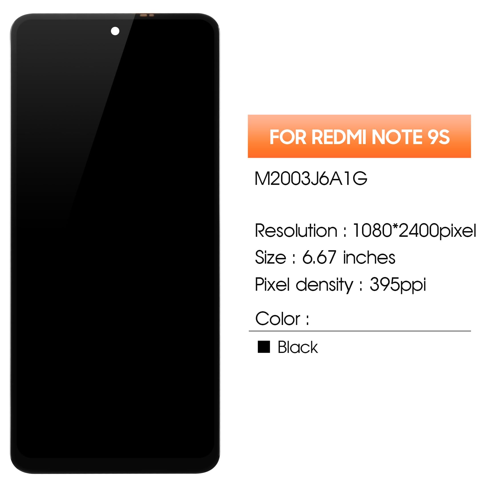 AGCUT LCD Display per Redmi Note 9S / 9 PRO LCD Schermo per Xiaomi Redmi Note 9S M2003J6A1G 9 PRO M2003J6B2G Sostituzione Schermo Touchscreen Digitazer Assembly con Riparazione, Nero