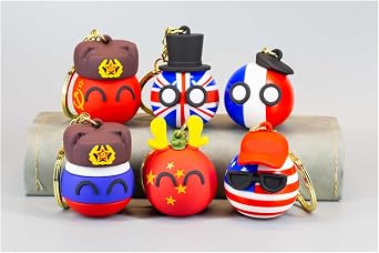 Country Ball Key ring, Metal Ring Chain+PVC Sphere | Cute cartoon-style clothing Pendant, Accessories for outdoor rucksacks, quality, durable, colourfast