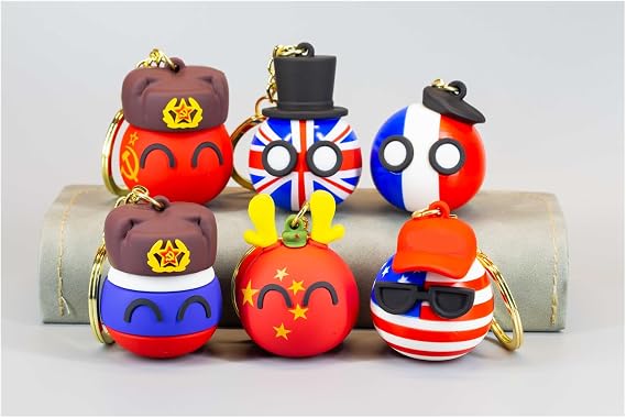 Country Ball Key ring, Metal Ring Chain+PVC Sphere | Cute cartoon-style clothing Pendant, Accessories for outdoor rucksacks, quality, durable, colourfast