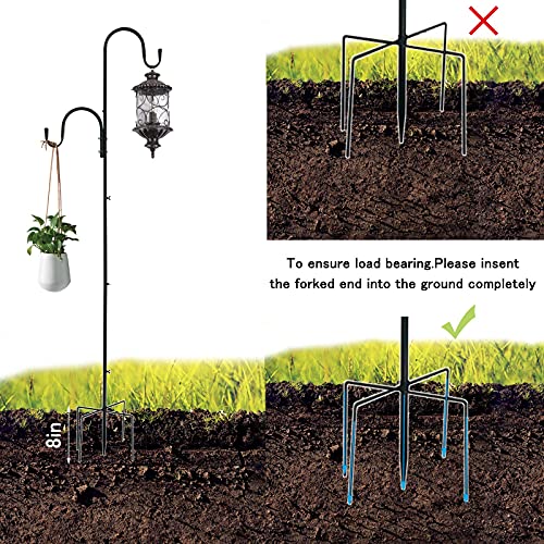 Mipon 2 Pack 78 Inch Double Shepherds Hooks For Outdoor Bird Feeder,Hanging Plants,Solar Light,Adjustable 78/62/46/30 Inch,5/8 Inch Width Heavy Duty Garden Shepards Hook #TOP2