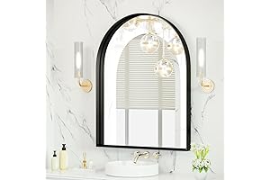 Arched Vanity Mirror: 18x30 in Black Brushed Metal