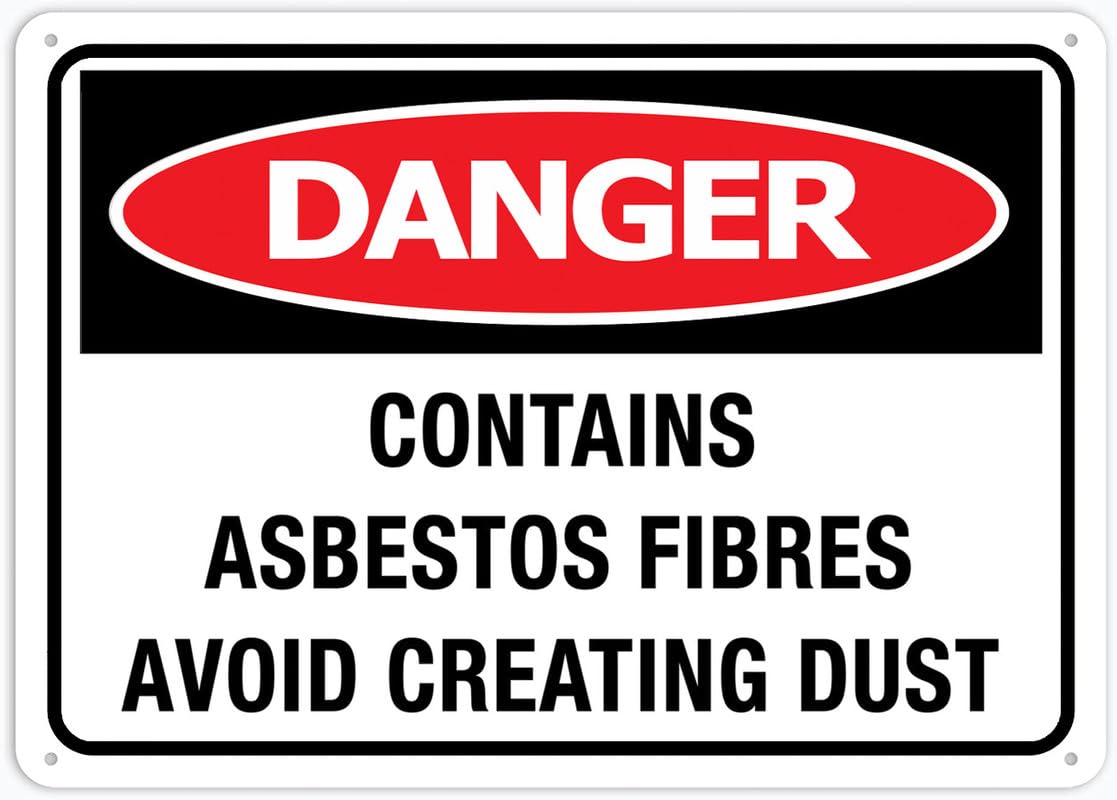 Danger Contains Asbestos Fibres - Avoid Creating Dust Aluminum Metal Sign 12"x8" Premium Aluminum Sun-Proof Rust-Free For Home/Yard Use