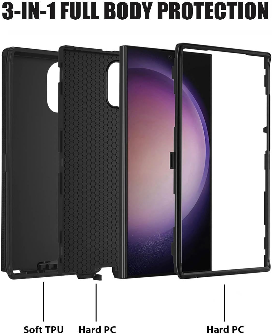 for Samsung Galaxy S25 Ultra Case, Heavy Duty 3 in 1 Hybrid Military Grade Shockproof Drop Full-Body Protective Cover for Samsung Galaxy S25 Ultra 5G 6.9" 2025, Brown Cow Print - Image 4