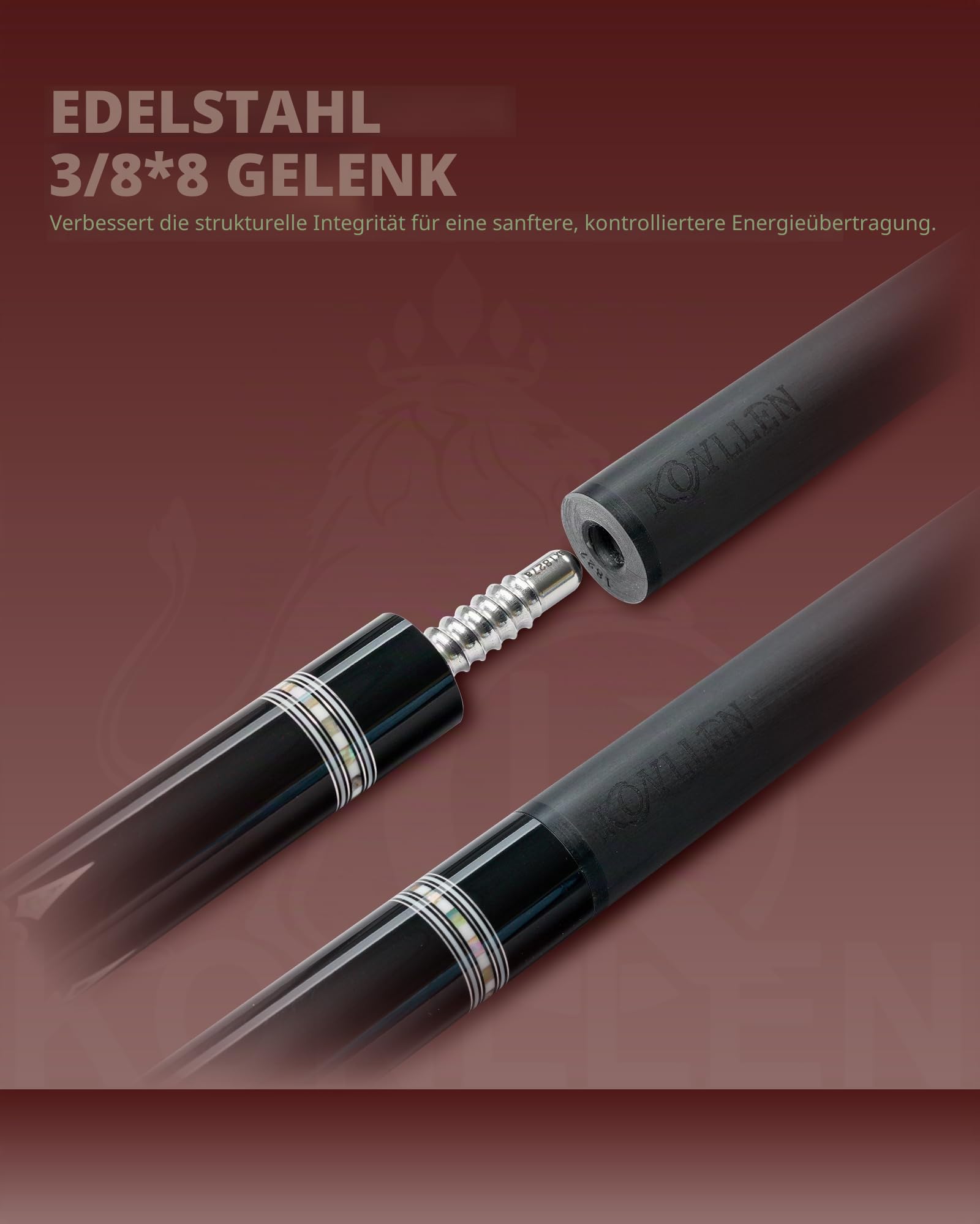 KONLLEN Billardqueue-Stick aus Karbonfaser, niedrige Ablenkung, handgefertigt, Inlay, ultraglatt, professionelles Gefühl, Billardqueue-Sticks für Erwachsene
