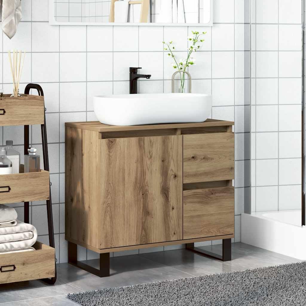Mueble de Lavabo Madera de ingeniería Roble Artisan 65x33x60 cm,Mobiliario,Muebles de baño,18.05kg-857230