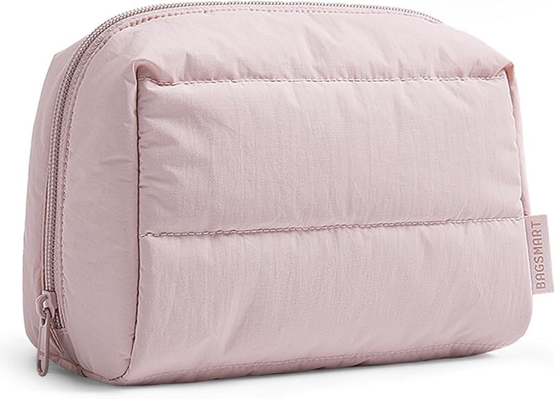 Necessaire pequena BAGSMART com zíper amplo, acolchoada, rosa-claro