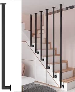 Ceiling Mounted Stair Handrail, Modern L-Shaped Stair Railings with ...