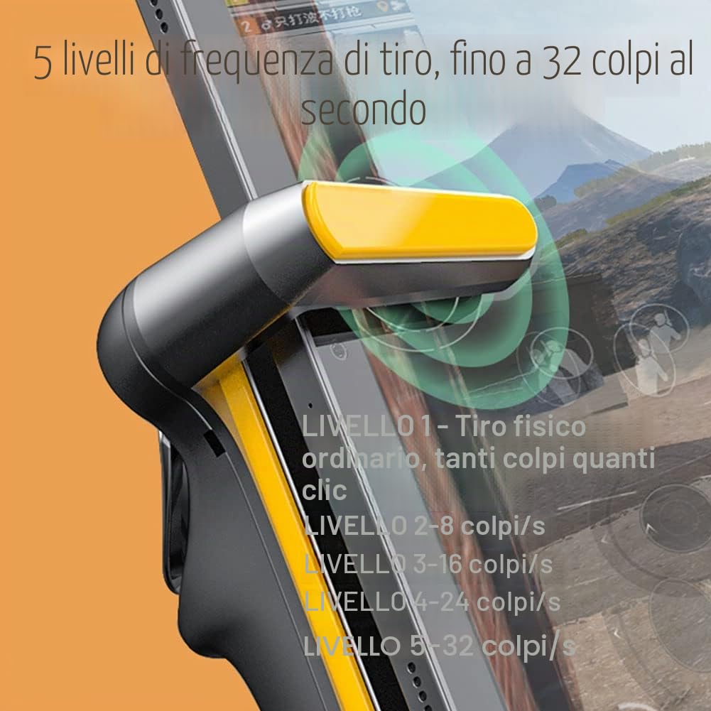 Rapid Fire Tablet Trigger per iPad e Android Controller Joystick Gamepad Giochi 6 Dita Tiro Veloce 5 Livelli Compatibile con PUBG cod