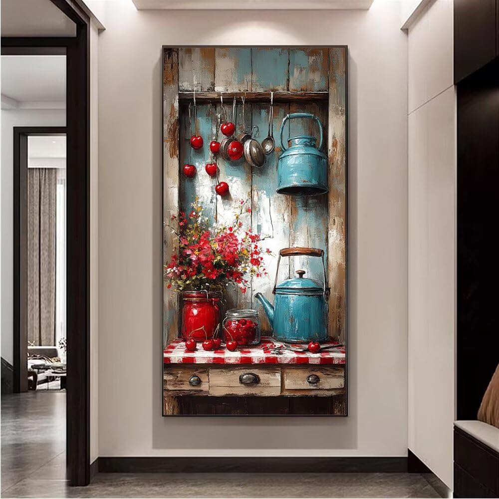 Dipingere con i Numeri, Dipingi con i Numeri per Adulti fiore teiera kit Pittura Fai-da-Te, con 3 Pennelli e Vernice Acrilica, Hobby Creativi Adulti, Decor Regalo 50x100cm (Senza Cornice) z0z-224