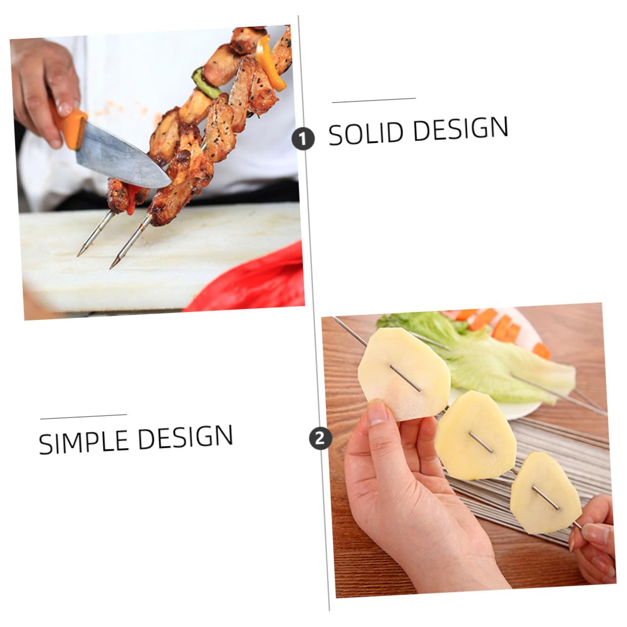 ORFOFE Spiedini per Barbecue in Acciaio Inossidabile 100 Pezzi Spiedini Rotondi Resistenti per Grigliate All’aperto Lunghezza 35 Cm Riutilizzabili e Facili da Pulire per Picnic