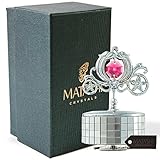 Matashi Chrome Plated Silver Princess Carriage Music Box “You are My Sunshine” | Chrome Plated Table Top Ornament w Crystals | Home, Bedroom Décor | Women, Ladies, Girls