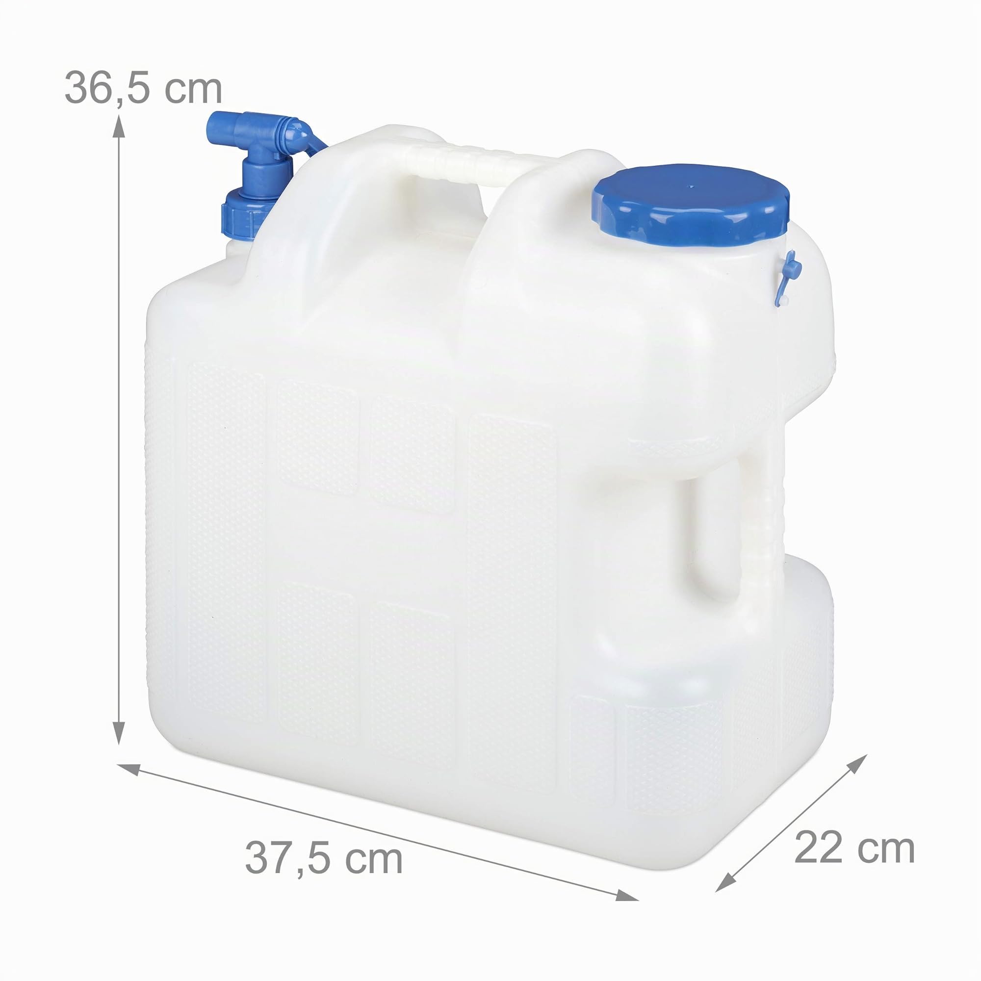 Relaxdays Jerrycan 25 L Bidon d'Eau avec Robinet, Bouchon sans BPA, Camping Voiture Festival, Blanc/Transparent