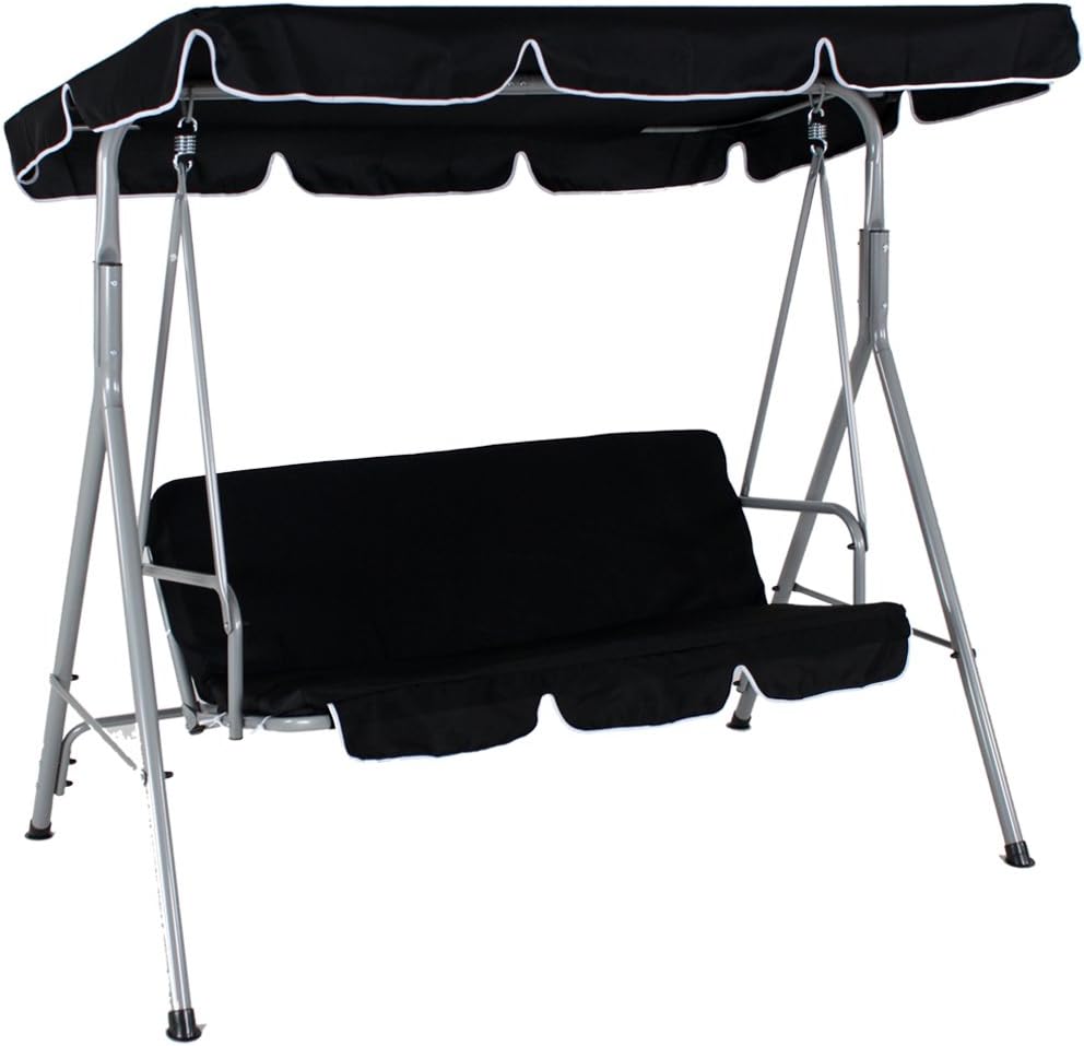 TecTake Luxury 3 Seat Swing Hammock, Garden Swing Bench Chair black
