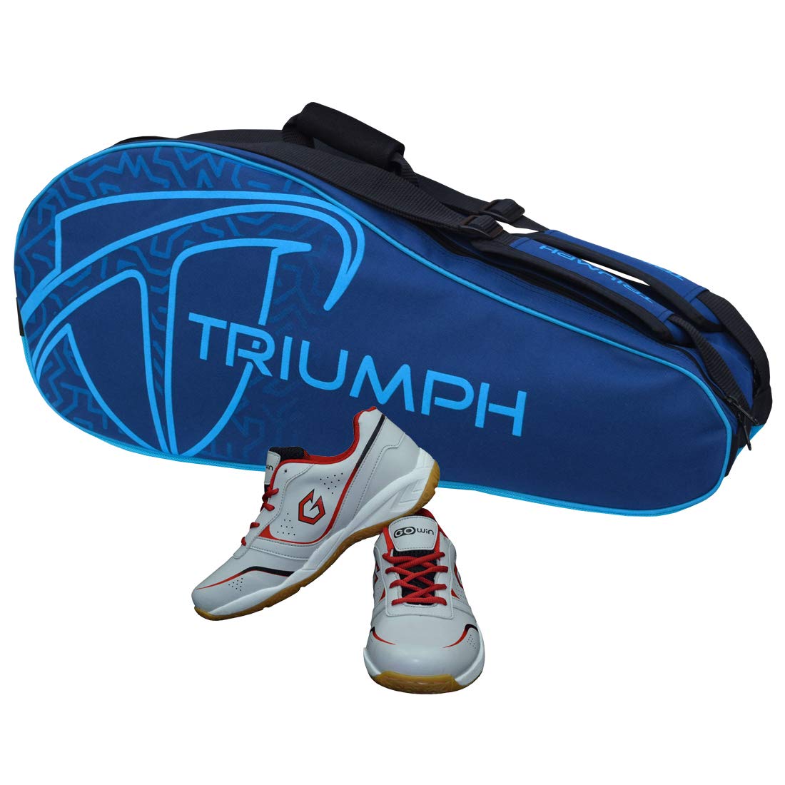 Gowin Badminton Shoe Smash Grey Size-11 Kids with Triumph Badminton Bag 303 Navy/Sky-picture-20