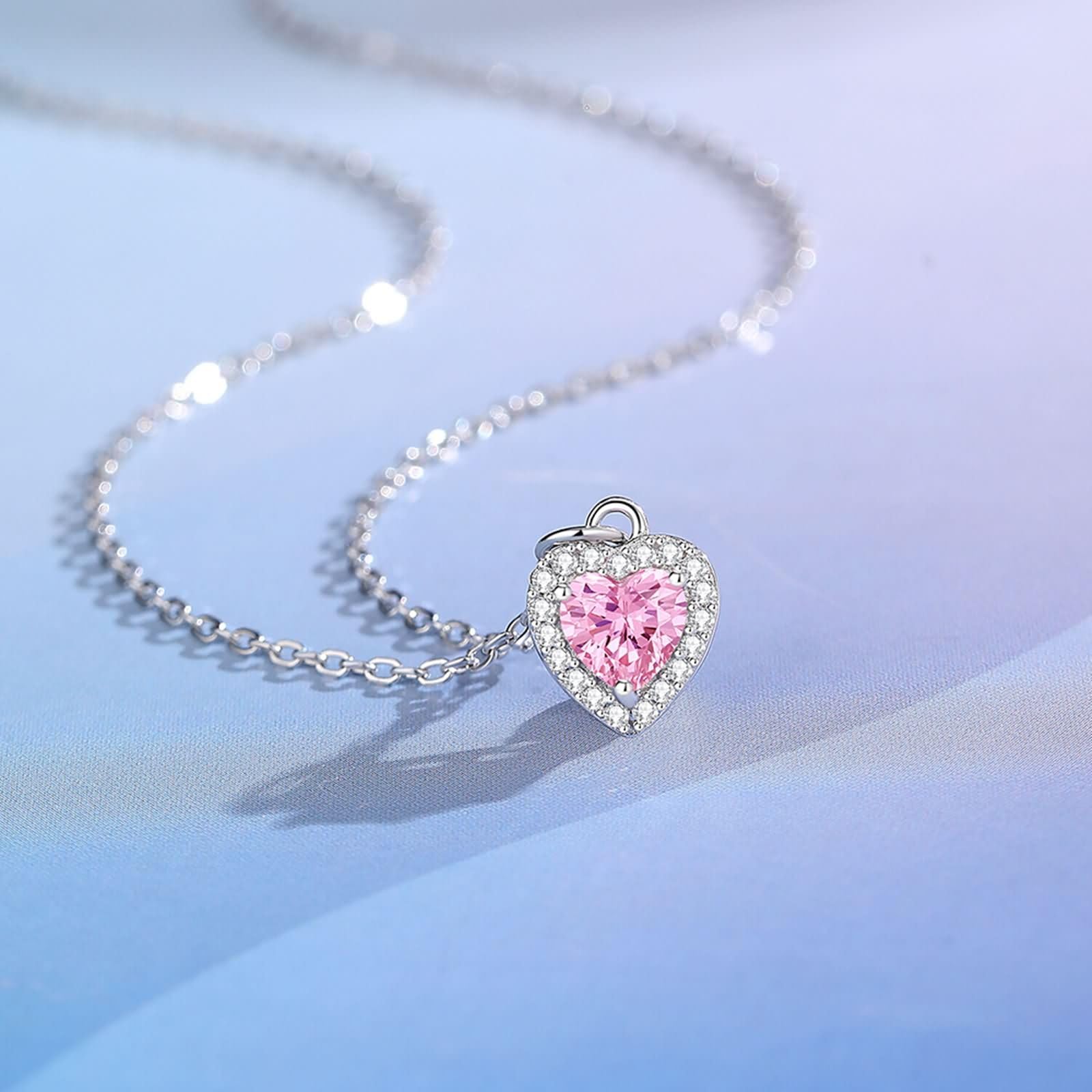 Collar de cadena de oro blanco de 9 Kt/14 Kt/18 quilates para mujer, colgante de corazón, con diamante creado de 0,5 quilates y moissanita, collar de plata para mujer