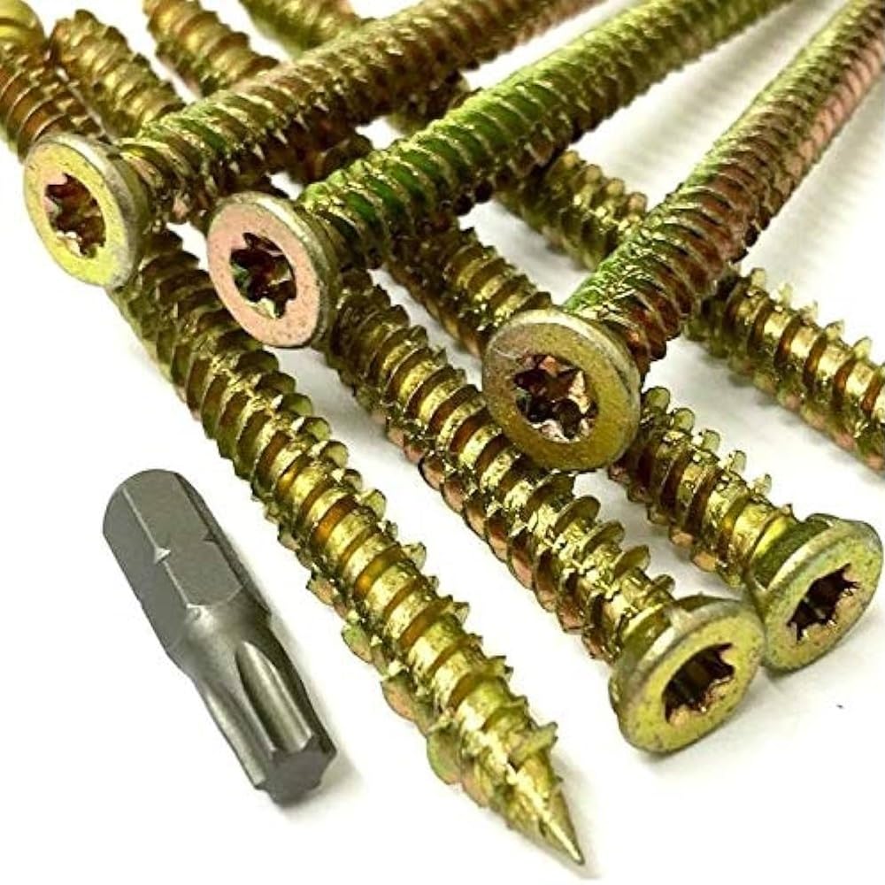 Concrete Frame Fixing Screws - Frame Screws Heavy Duty 7.5mm x 120mm - 100 Pack with T30 Torx Driver Bit, Yellow - Image 4