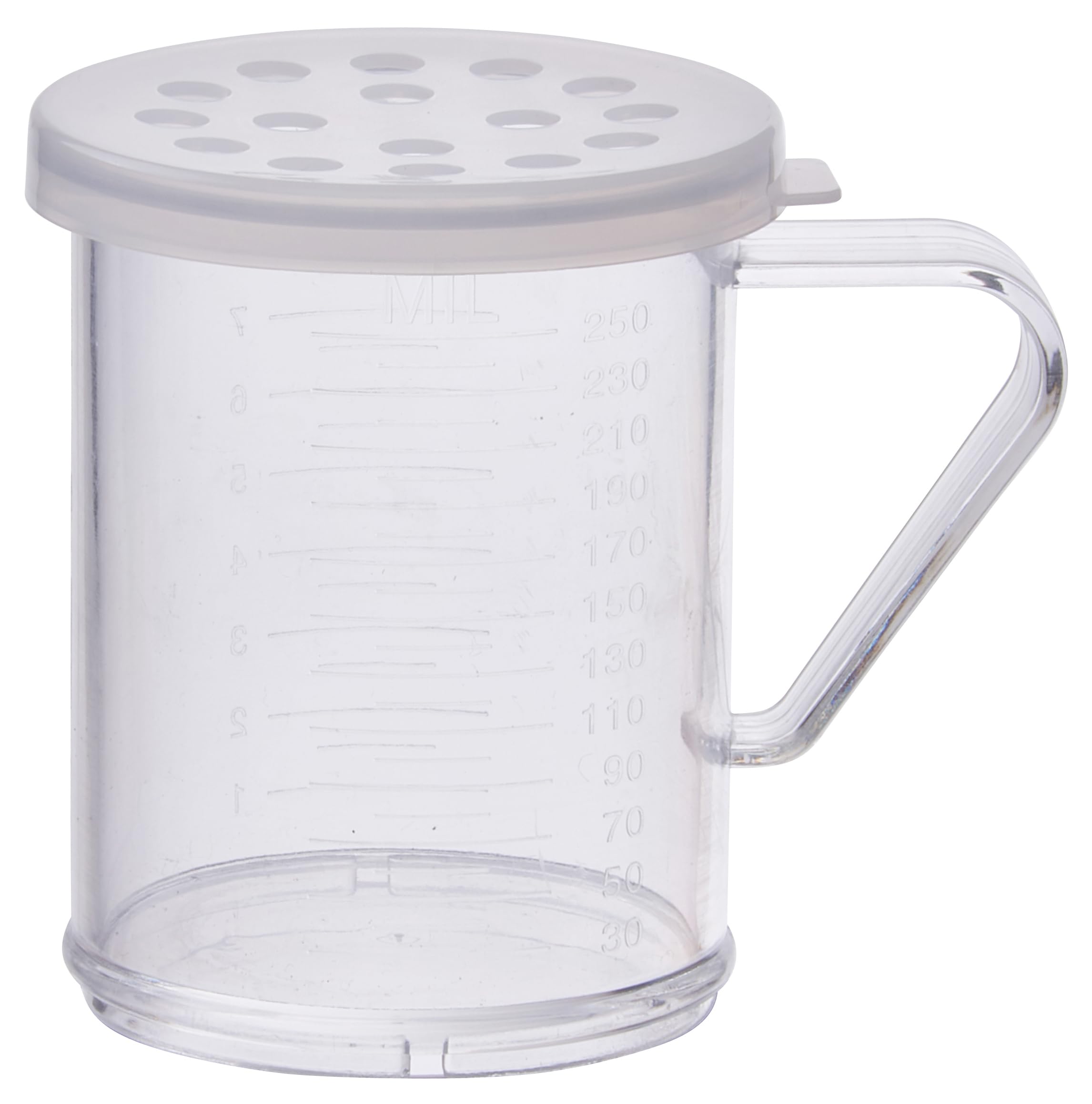 Winco PDG-10CXL, 10 Oz Plastic Dredge with Clear Snap-on Lid, Seasoning Sugar Spice Pepper Shaker with Extra Large Holes