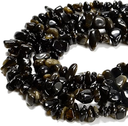 Cuentas de piedras preciosas de obsidiana de oro natural de 0.276-0.315 in, cristales curativos, pulseras de cintura, kit de collar, piedra