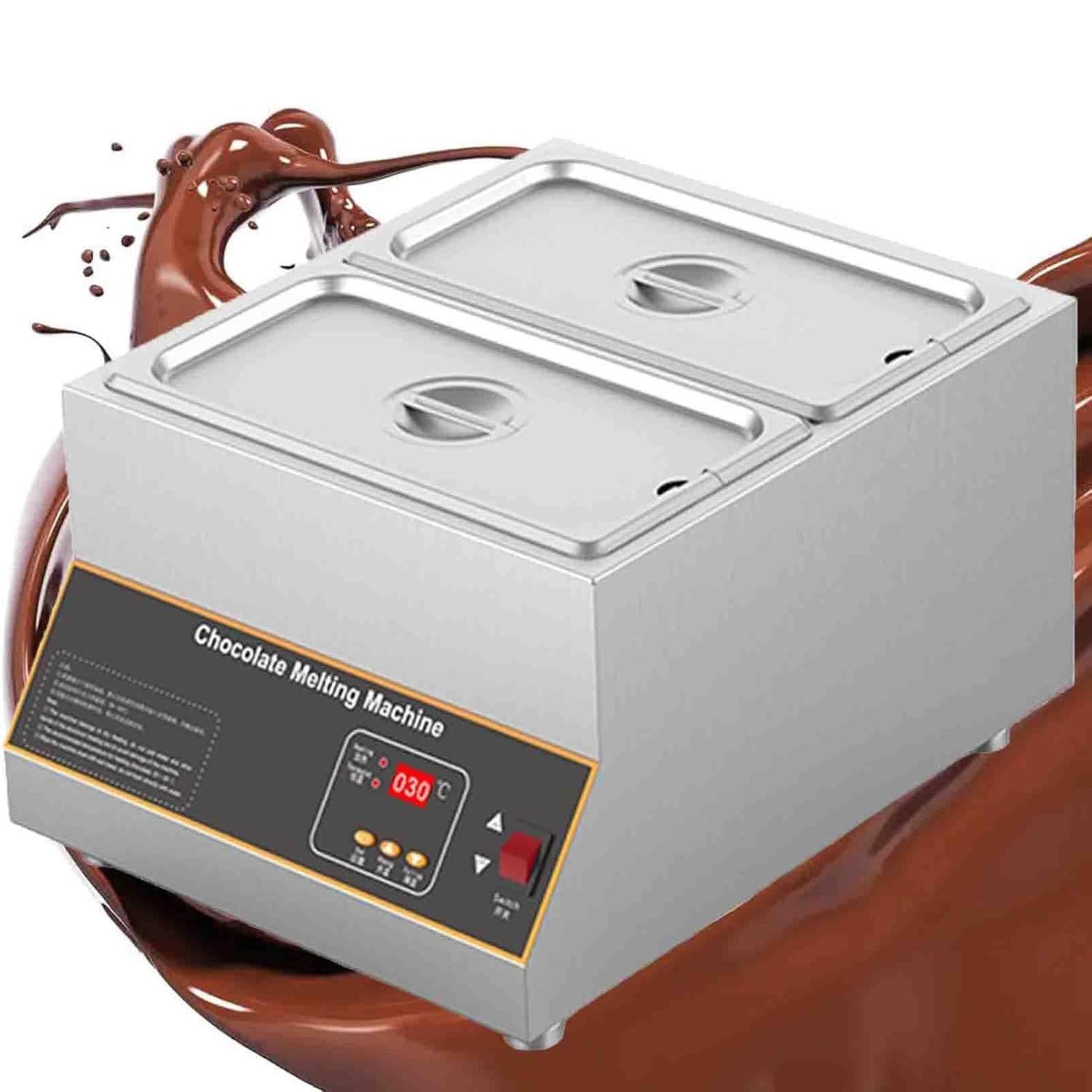 Templadora de Chocolate Comercial, fundidora eléctrica Digital, Calentador de Acero Inoxidable para fundir y Calentar Chocolate, Leche y Crema.