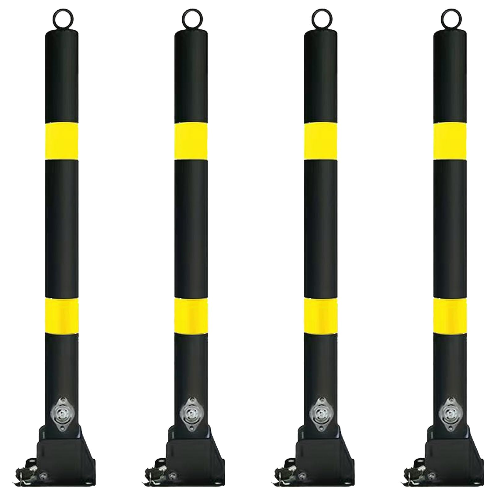 WDSOPK Parking Safety Bollards, Metal Bollard Parking, Driveway Barrier, Safety Bollard Post, Safety Bollard 2g Bollard for Traffic-Sensitive Area （Black-4pcs）