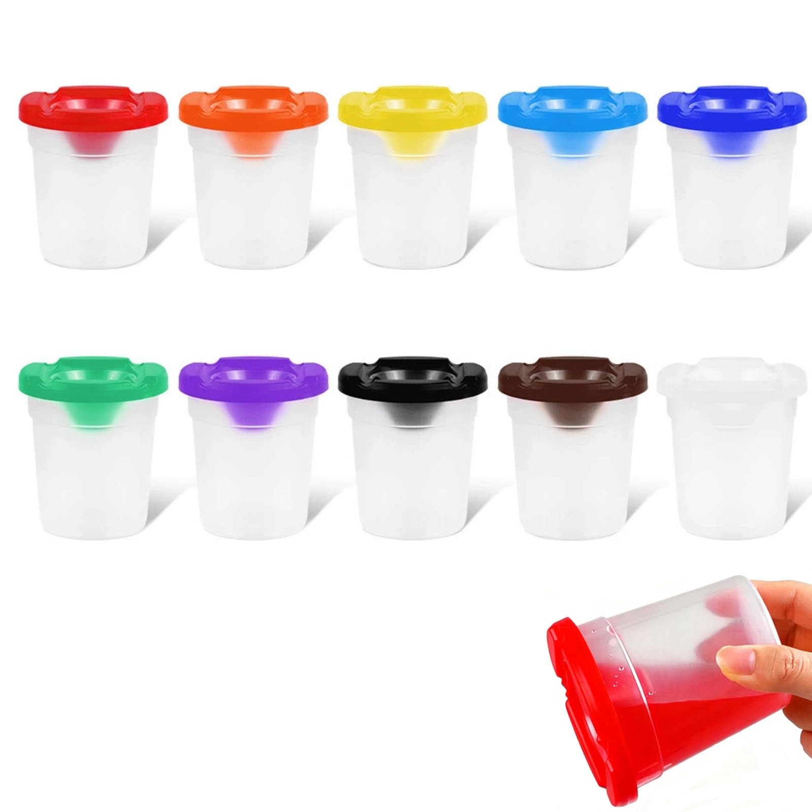 Paint Pots with Lids,10 Pcs Reusable Paint Pots for Kids Non-Spill Paint Pots with Plastic Stoppers for Art Classes, Painting Projects, and Craft Supplies