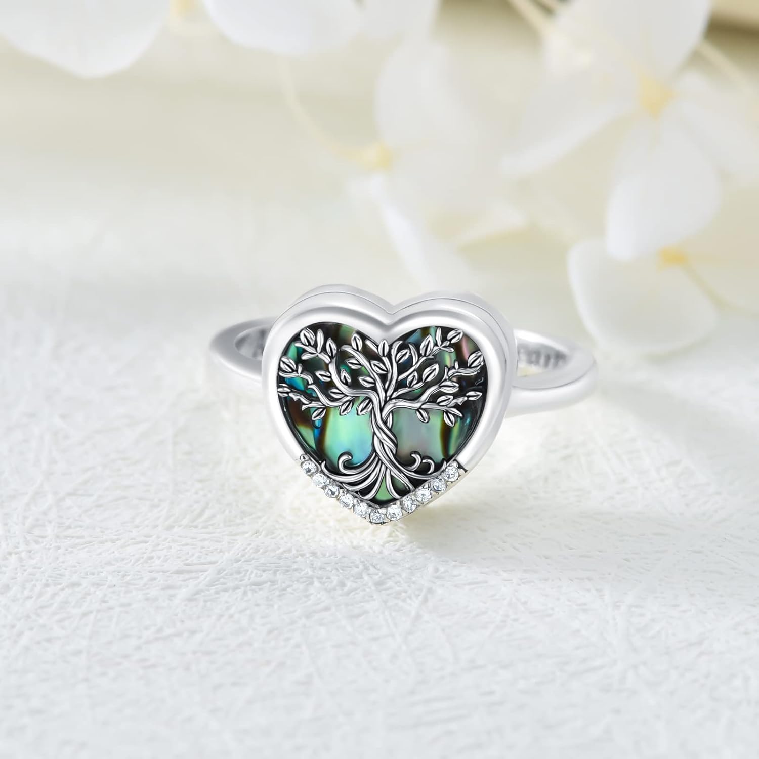 TOUPOP Tree of Life Urn Ring for Ashes 925 Sterling Silver Family Tree Cremation Ring Memorial Keepsake Jewelry Always in My Heart Rings for Women Men - Image 2