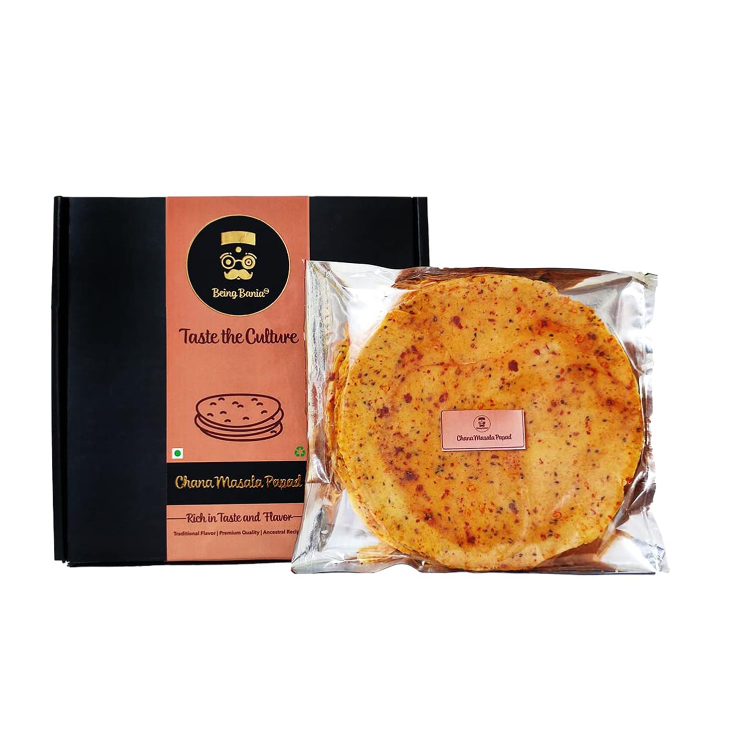 Being Bania Chana Masala Papad - 100% Natural Papad | 20 pieces | Chana papad | Fresh and Homemade | Appalam and Fryum with Chana Flavor,430gram (B0BWV91366) Amazon Price History, Amazon Price Tracker