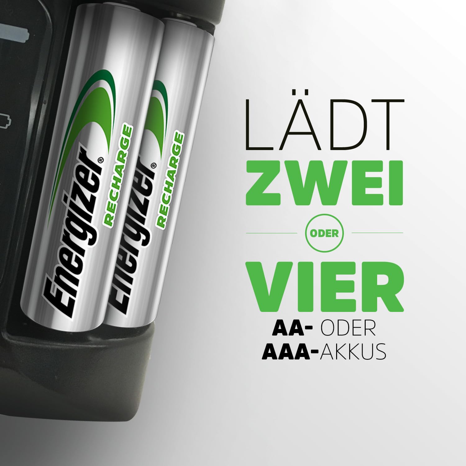 Energizer Recharge Pro - Batterieladegerät für Wiederaufladbare Akku AA und AAA NiMH - 4 AA 2000 mAh Batterien inbegriffen - 4 Stunden Ladezeit - automatische Abschaltung und der Überladungsschutz