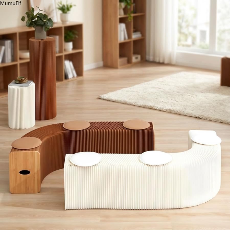 Amazon｜丸テーブルセット 折りたたみ式ソファベンチ 木目調テーブル 