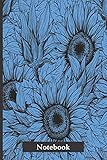  Notebook: Rich blue sunflower notebook with pretty illustration on cover. Sweet gift for women and girls or gardeners.