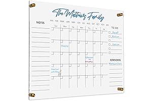Okydoky Clear Wall Calendar Dry Erase, 17" x 13" Family Planner