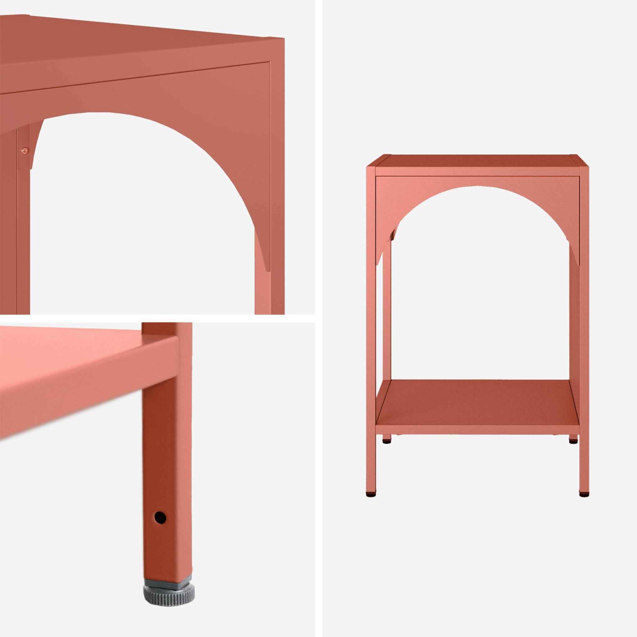 sweeek - Table de Chevet. Table d'appoint en Acier Terracotta