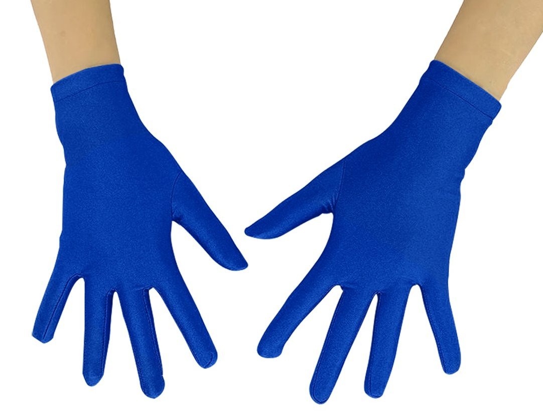lucky baby store Girls' Boys' Adults' 10" Wrist Length Spandex Outdoor Full Finger Cosplay Halloween Costume Gloves (royal blue)