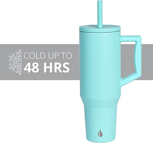 Miniatura 4 de Elemental Vaso de 40 onzas con asa y pajilla, a prueba de derrames, de acero inoxidable, aislado para bebidas calientes y frías, taza de café de
