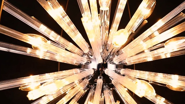 Image of Modern Large Black Crystal Chandelier for High Ceilings Foyer Entryway