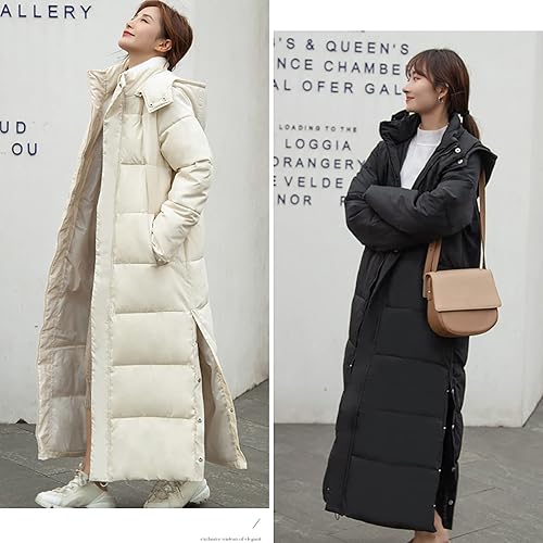 Miniatura 6 de Abrigo largo acolchado con capucha para mujer, con abertura lateral, chaqueta gruesa de invierno, cálida, casual, parka sólida, ropa de abrigo