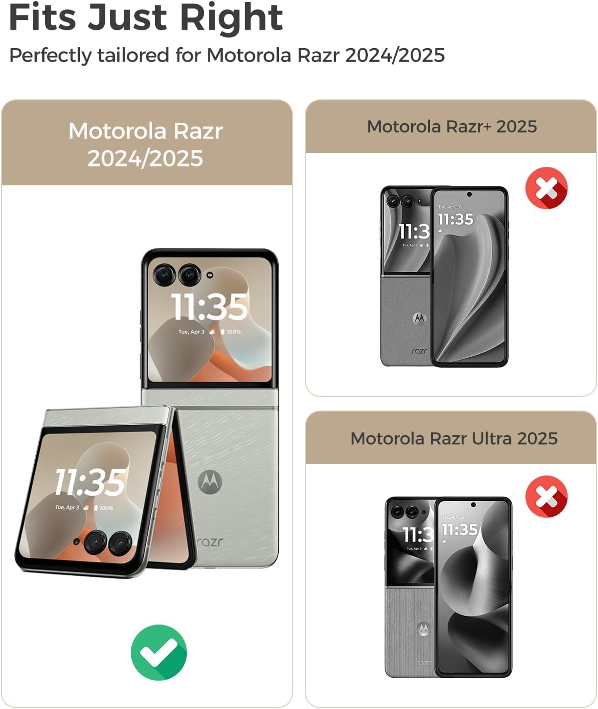 Magnetic for Motorola Razr 2025/2024 Case with Built-in Screen Protector, for Moto Razr 2025/2024 Case [Compatible with MagSafe][Hinge Protection] – Hard PC Anti-Scratch Shockproof Slim Cover -Black - Image 2