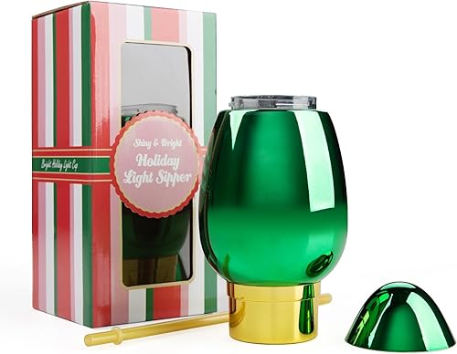 Miniatura 2 de MyMealivos Vaso de Pascua con pajilla, decoración navideña, 20 onzas, color verde