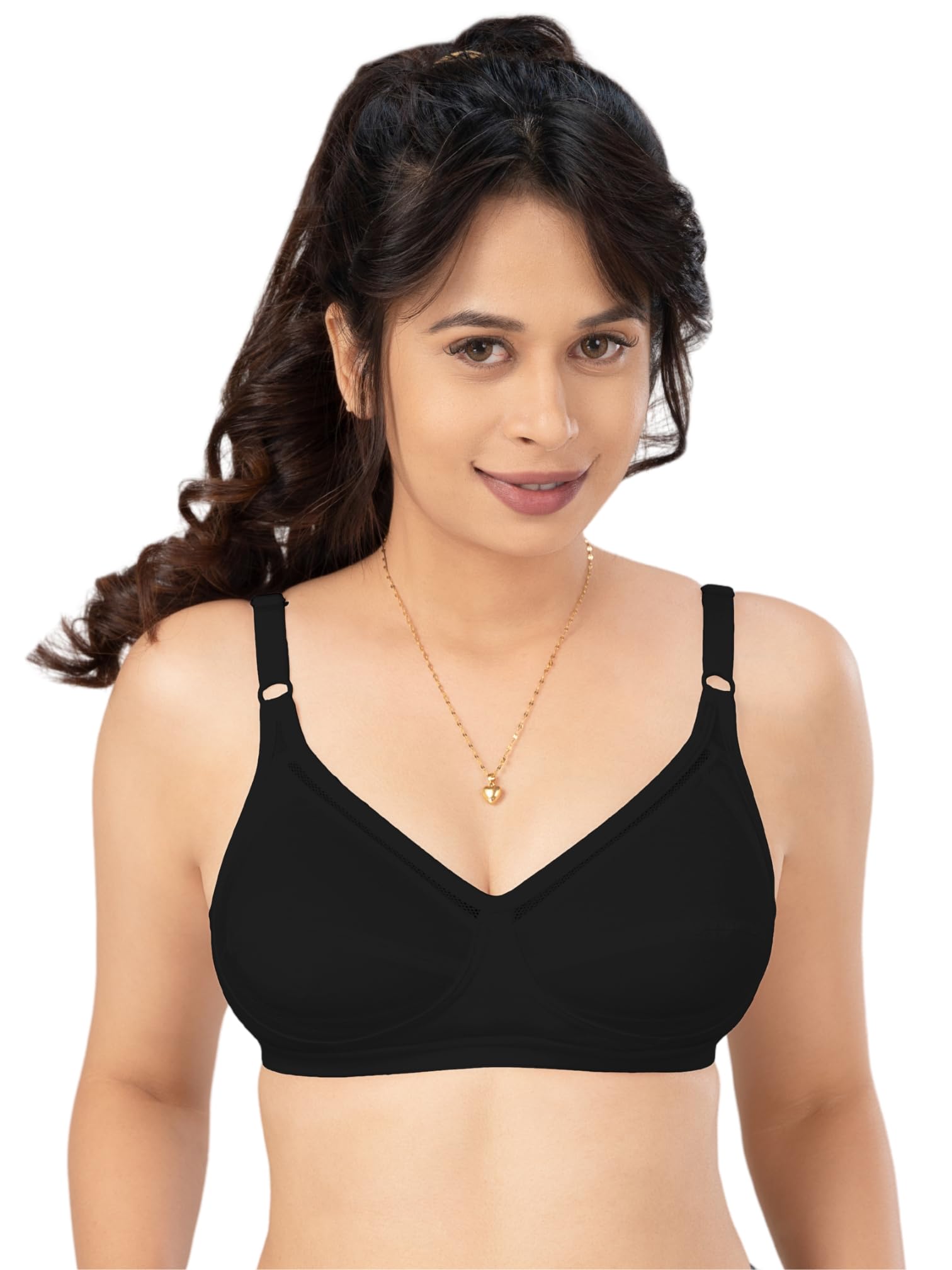lovable Women Cotton Non-Padded Seamed Wire-Free V-Neck with Adjustable Straps Full Coverage Saree Bra (Maroon) - CES-218-picture-12