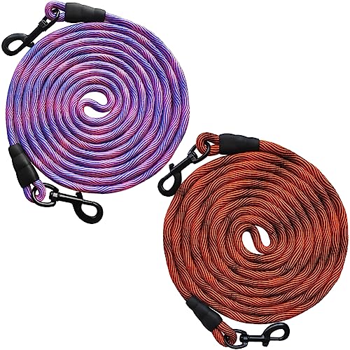 BTINESFUL 20FT Dog Tie Out Rope for Medium Large Dogs (Pinkblue + Orange)