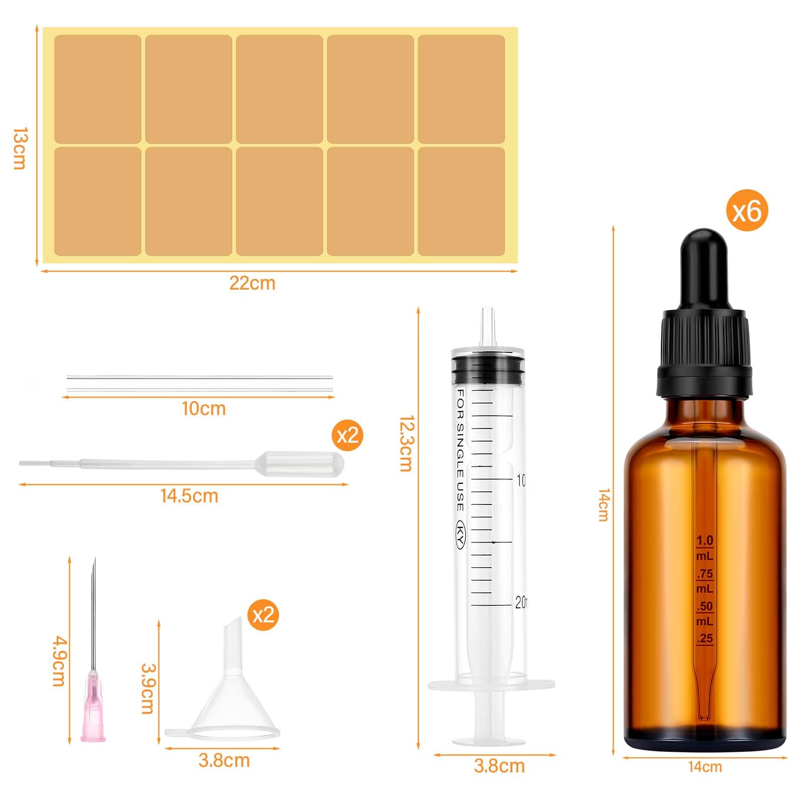 Frascos de Vidrio Marrón 100 ml con Gotero para Aceites Esenciales - 6 Piezas