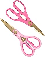 Paris Hilton Pink Kitchen Shears 2-Pack: Multi-Purpose Stainless Steel with Bottle Opener, Herb Stripper, Nutcracker & Soft Grip