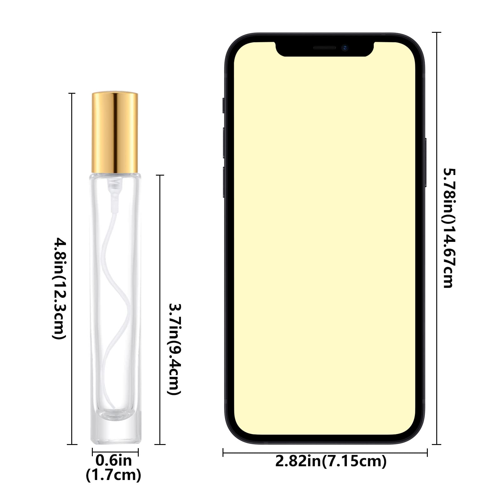 10 ml Mini-Parfümzerstäuber, Zylinderform, nachfüllbar, feiner Nebel, tragbare Glassprühflasche, Duftflasche für Kölner, Probe (8 Stück, Gold)