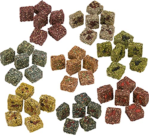 Dehner Best Nature Nagersnack, Superfood Würfel getreidefrei, für Zwergkaninchen / Nager, Kräuter / Gemüse / Goji-Beeren, im Mix, 8 x 90 g (720 g)