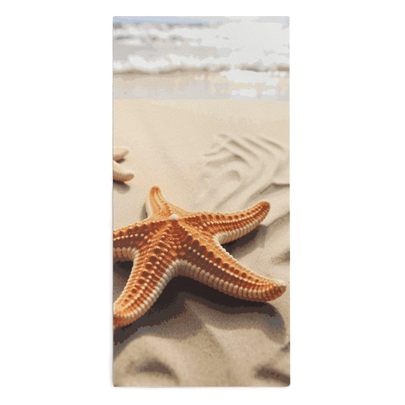 Serviette de bain douce motif étoile de mer imprimée paysage de plage en microfibre